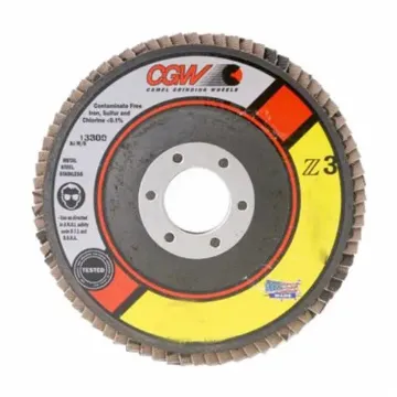 CGW® 53056 Contaminant-Free Premium XL Coated Abrasive Flap Disc, 6 in Dia, 120 Grit, Fine Grade, Z3® Zirconia Alumina Abrasive, Type 27/Depressed Center Flat Disc