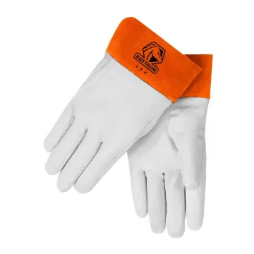 Black Stallion  24KL Premium Grade TIG Welding Gloves, L, Grain Kid Skin Leather/Kevlar  Stitched, White, Unlined, Short Cuff