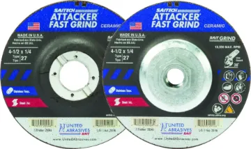 United Abrasives-SAIT Saitech Attacker  20046 High Performance Depressed Center Wheel, 4-1/2 in Dia x 1/4 in THK, 7/8 in Center Hole, 24 Grit, Ceramic Alumina Oxide Abrasive