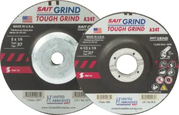 United Abrasives-SAIT 20065 General Purpose Tough Grind Depressed Center Wheel, 4-1/2 in Dia x 1/4 in THK, 7/8 in Center Hole, 24 Grit, Aluminum Oxide Abrasive