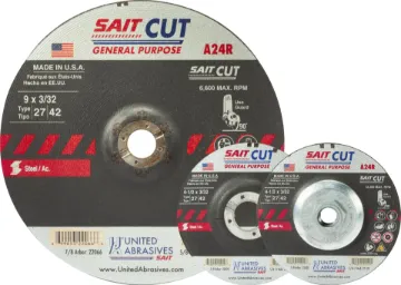 United Abrasives-SAIT 22020 General Purpose Depressed Center Wheel, 4-1/2 in Dia x 3/32 in THK, 7/8 in Center Hole, 24 Grit, Aluminum Oxide Abrasive
