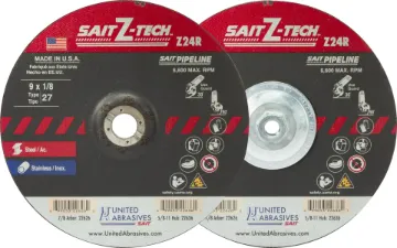 United Abrasives-SAIT Sait Z-Tech  22630 High Performance Depressed Center Wheel, 4-1/2 in Dia x 1/8 in THK, 24 Grit, Zirconia Abrasive