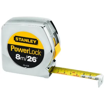 Stanley  PowerLock  33-428 Tape Rule With Belt Clip, 26 ft L x 1 in W Blade, Mylar  Polyester Film/BladeArmor  Blade, Metric/SAE Measuring System