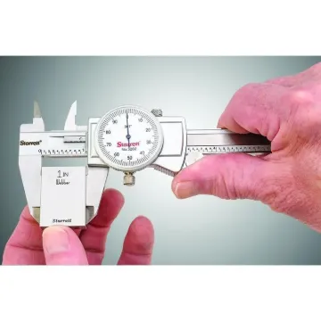 Starrett  3202-6 3202 Global Series  Dial Caliper, 0 to 6 in, Graduation 0.001 in, 5/8 in Inside x 1-1/2 in Outside D Jaw, Hardened Stainless Steel, Satin