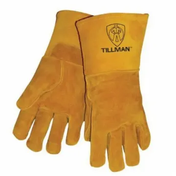 Tillman  495XL Premium Grade Stick Welding Gloves, XL, Pig Skin Leather, Brown, Cotton/Foam Lining, 14 in L