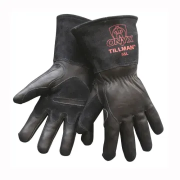 Tillman  Onyx 55M 55 Series MIG Welding Gloves, M, Top Grain Cowhide Leather, Black, Fleece