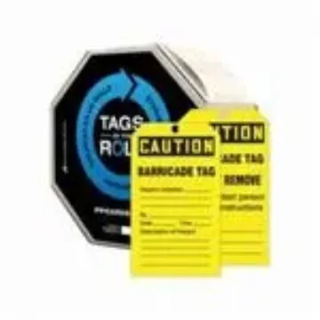 Accuform® TAR136 Tags By-The-Roll™ Safety Tag, 6-1/4 in H x 3 in W, Black/Yellow, 3/8 in Hole, Cardstock